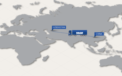 On board six trucks from China to Uzbekistan